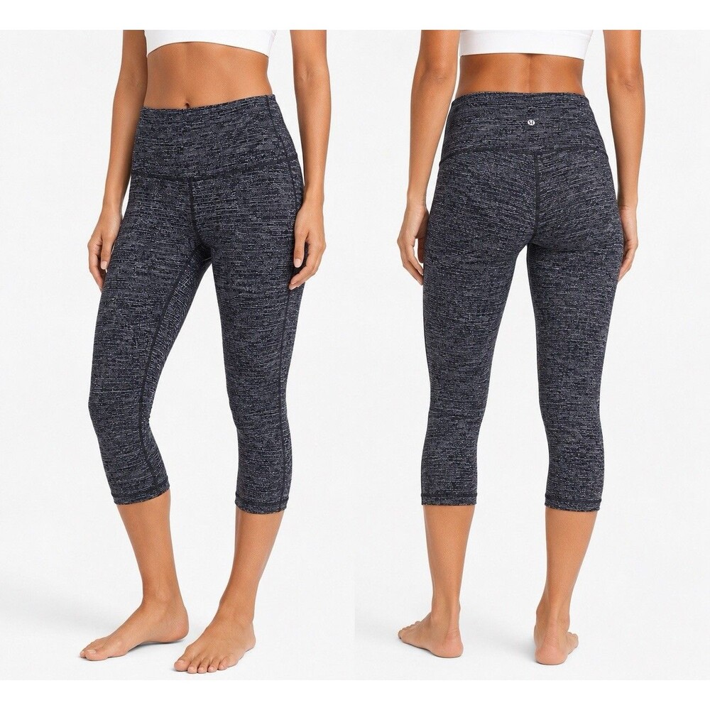 Lululemon Align Crop 21" Twillines Ice Grey Black Nulu Leggings Yoga Pilates Gym